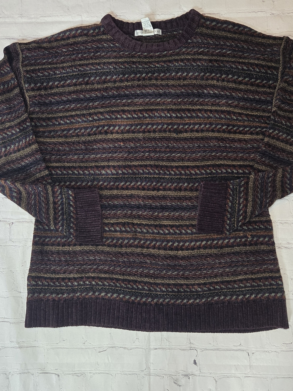 Grandpa Sweater Vintage Geometric Grunge 90s Y2k Geoffrey Beene Mens Size L